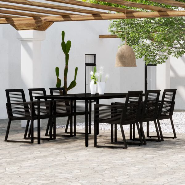 vidaXL 7 Piece Garden Dining Set Black
