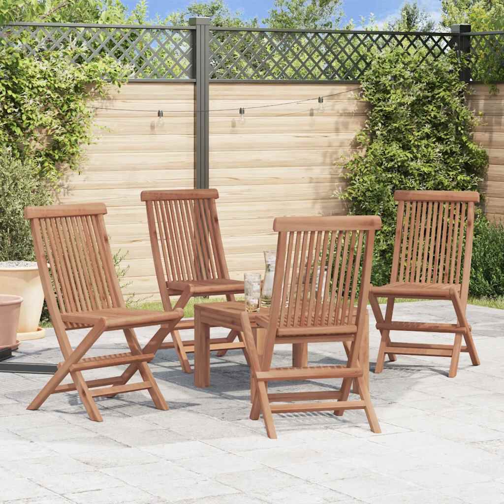 vidaXL Folding Garden Chairs 4 pcs Solid Teak Wood