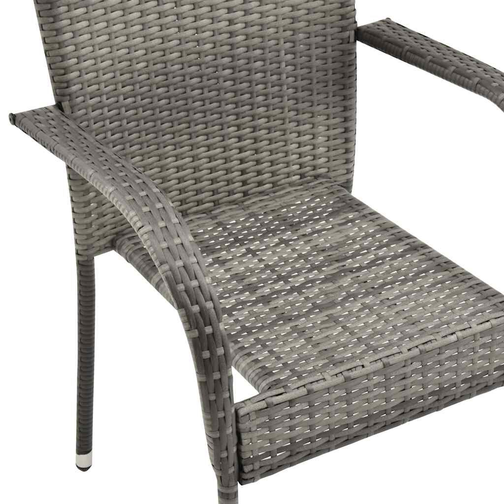 vidaXL Stackable Outdoor Chairs 2 pcs Grey Poly Rattan