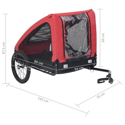vidaXL Pet Bike Trailer Red and Black, red and black vidaXL Pet Bike Trailer Red and Black