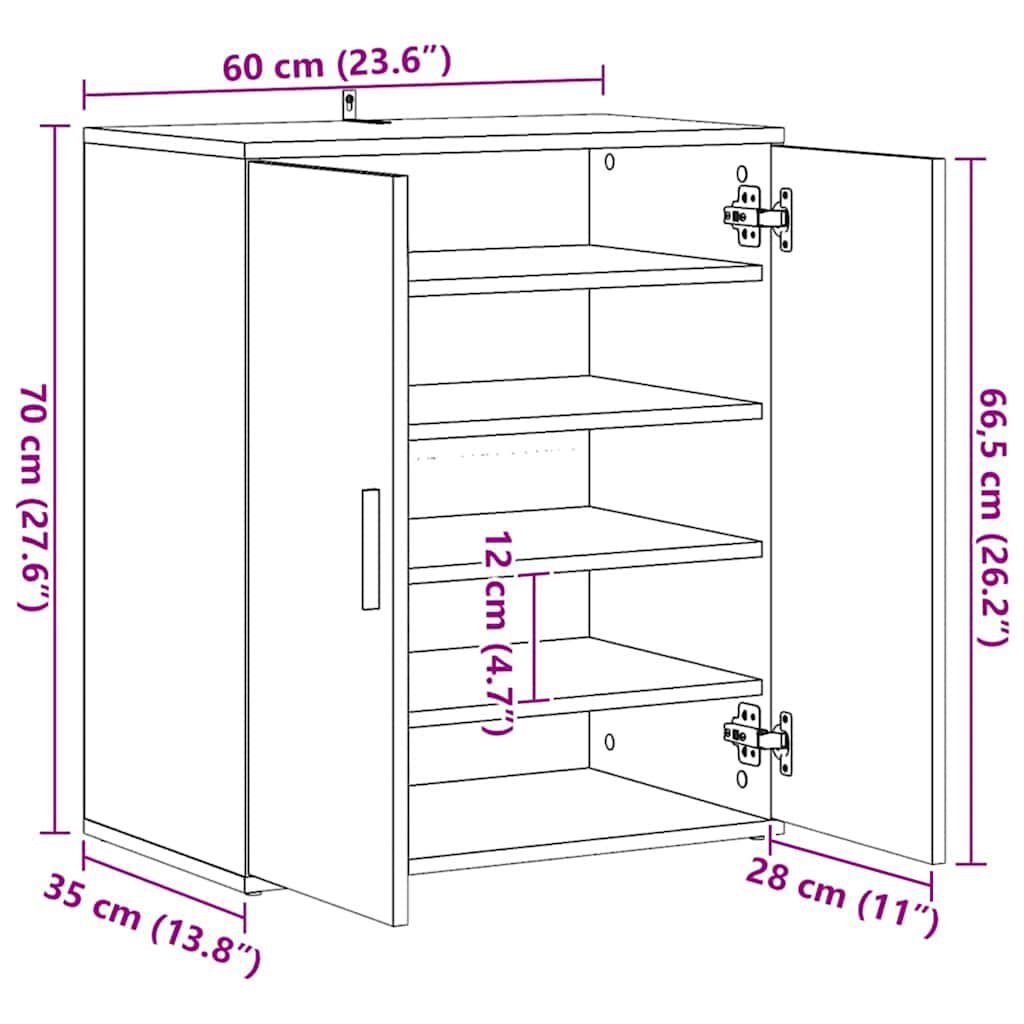 vidaXL Shoe Cabinet White 60x35x70 cm Engineered Wood