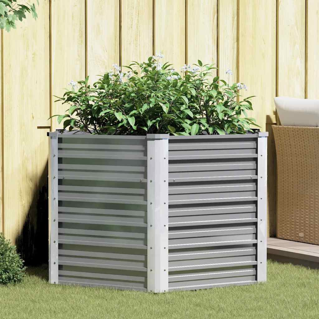 vidaXL Garden Raised Bed Galvanised Steel 129x129x77 cm Grey