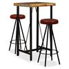 vidaXL Bar Set 3 Pieces Solid Wood Reclaimed and Genuine Leather