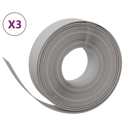 vidaXL Garden Edgings 3 pcs Grey 10 m 15 cm Polyethylene, grey vidaXL Garden Edgings 3 pcs Grey 10 m 15 cm Polyethylene