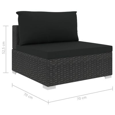 vidaXL 5 Piece Garden Lounge Set with Cushions Poly Rattan Black, black vidaXL 5 Piece Garden Lounge Set with Cushions Poly Rattan Black