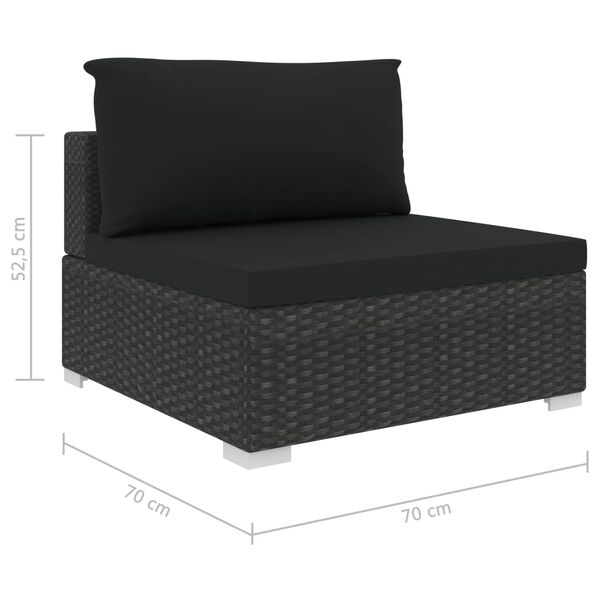 vidaXL 5 Piece Garden Lounge Set with Cushions Poly Rattan Black