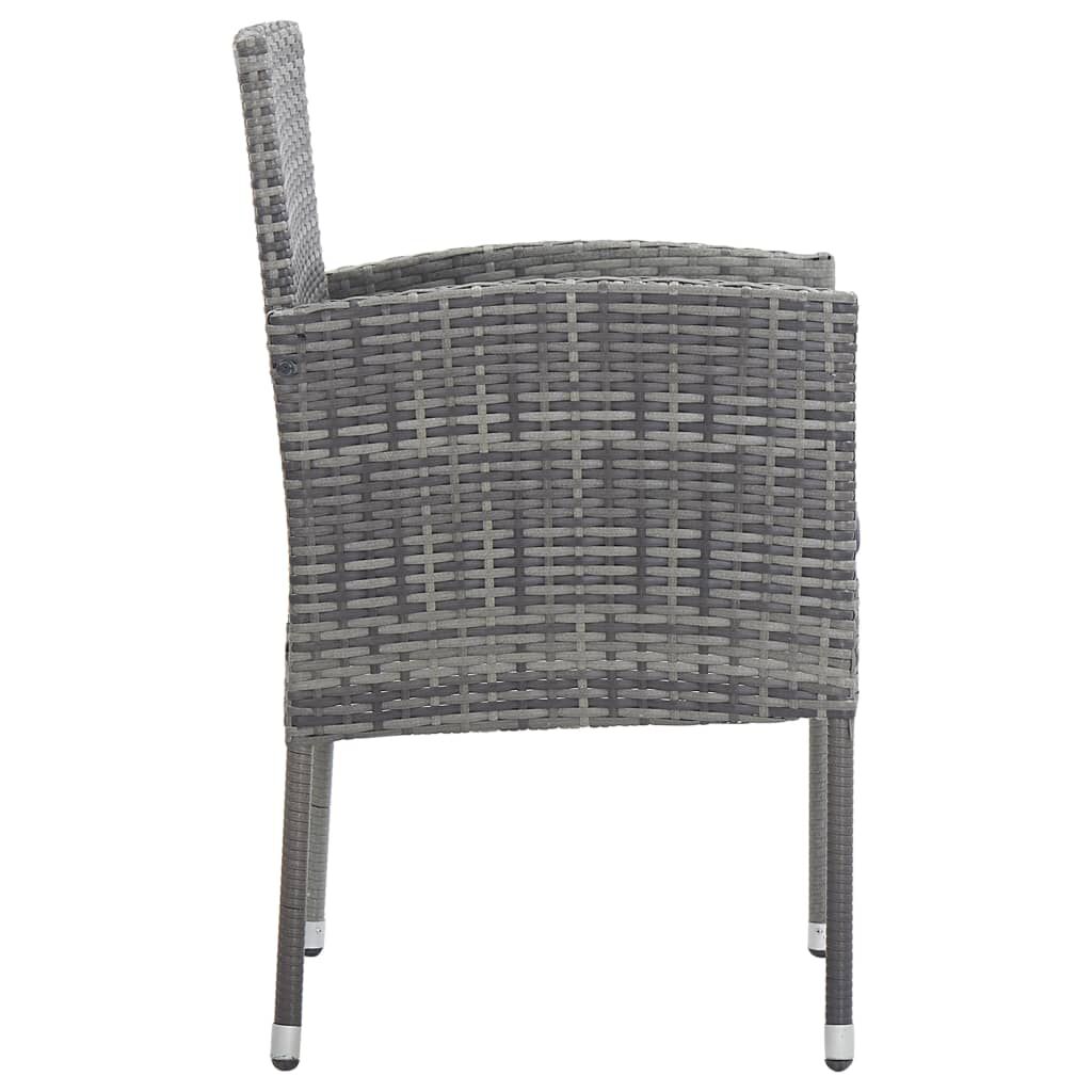 vidaXL 7 Piece Garden Dining Set Poly Rattan Anthracite & Grey