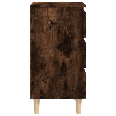 vidaXL Bed Cabinet with Solid Wood Legs Smoked Oak 40x35x69 cm, smoked oak vidaXL Bed Cabinet with Solid Wood Legs Smoked Oak 40x35x69 cm