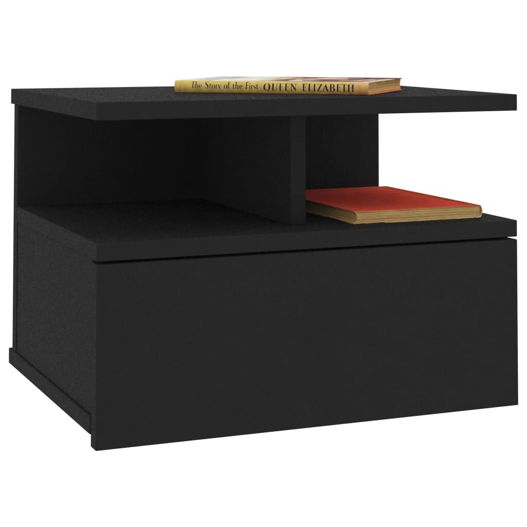vidaXL Floating Nightstand Black 40x31x27cm Engineered Wood