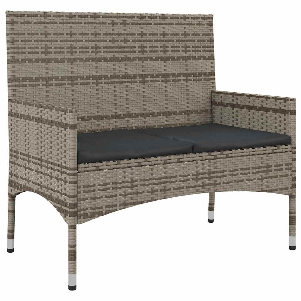 vidaXL 4 Piece Garden Lounge Set with Cushions Grey Poly Rattan