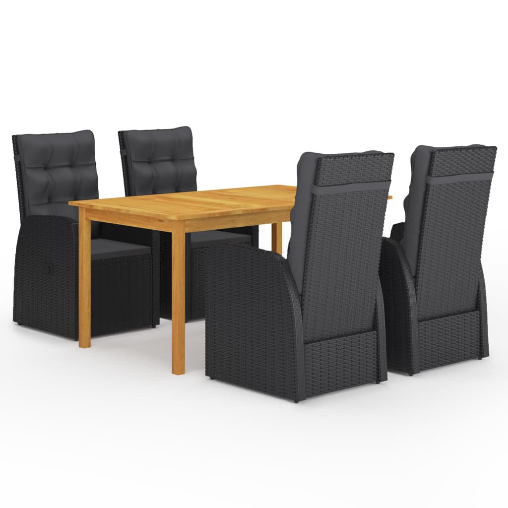 vidaXL 5 Piece Garden Dining Set Black