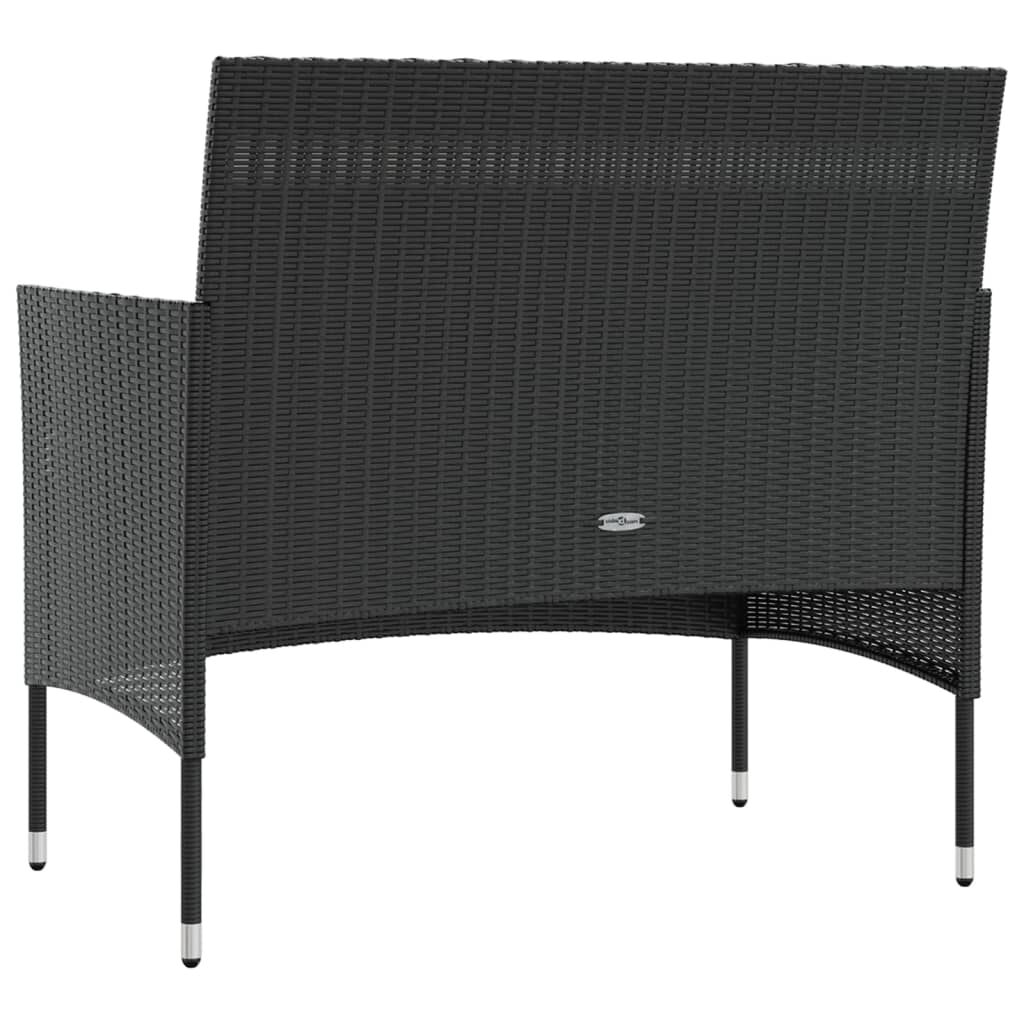 vidaXL 16 Piece Garden Lounge Set with Cushions Poly Rattan Black