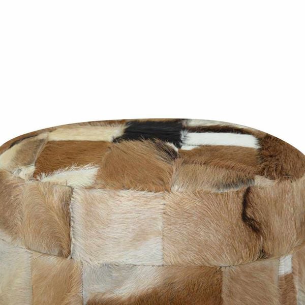 vidaXL Pouffe Goatskin Leather Round 50x50x45 cm