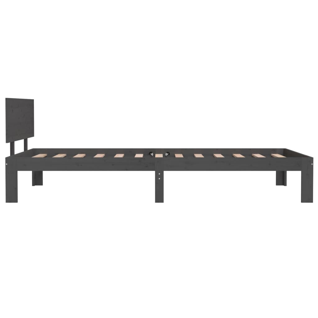 vidaXL Bed Frame without Mattress Grey Solid Wood Pine 100x200cm