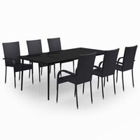 vidaXL 7 Piece Garden Dining Set Black