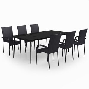 vidaXL 7 Piece Garden Dining Set Black