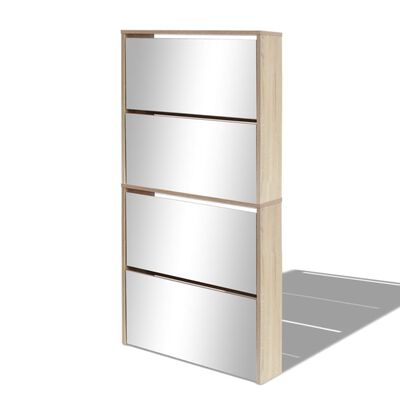 vidaXL Shoe Cabinet 4-Layer Mirror Oak 63x17x134 cm, oak vidaXL Shoe Cabinet 4-Layer Mirror Oak 63x17x134 cm
