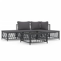 vidaXL 5 Piece Garden Lounge Set with Cushions Anthracite Steel, anthracite vidaXL 5 Piece Garden Lounge Set with Cushions Anthracite Steel