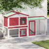vidaXL Outdoor Large Rabbit Hutch Red and White 145 x 45 x 84 Wood