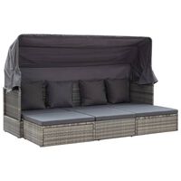 vidaXL Garden Lounge Bed with Roof Mixed Grey Poly Rattan, grey vidaXL Garden Lounge Bed with Roof Mixed Grey Poly Rattan