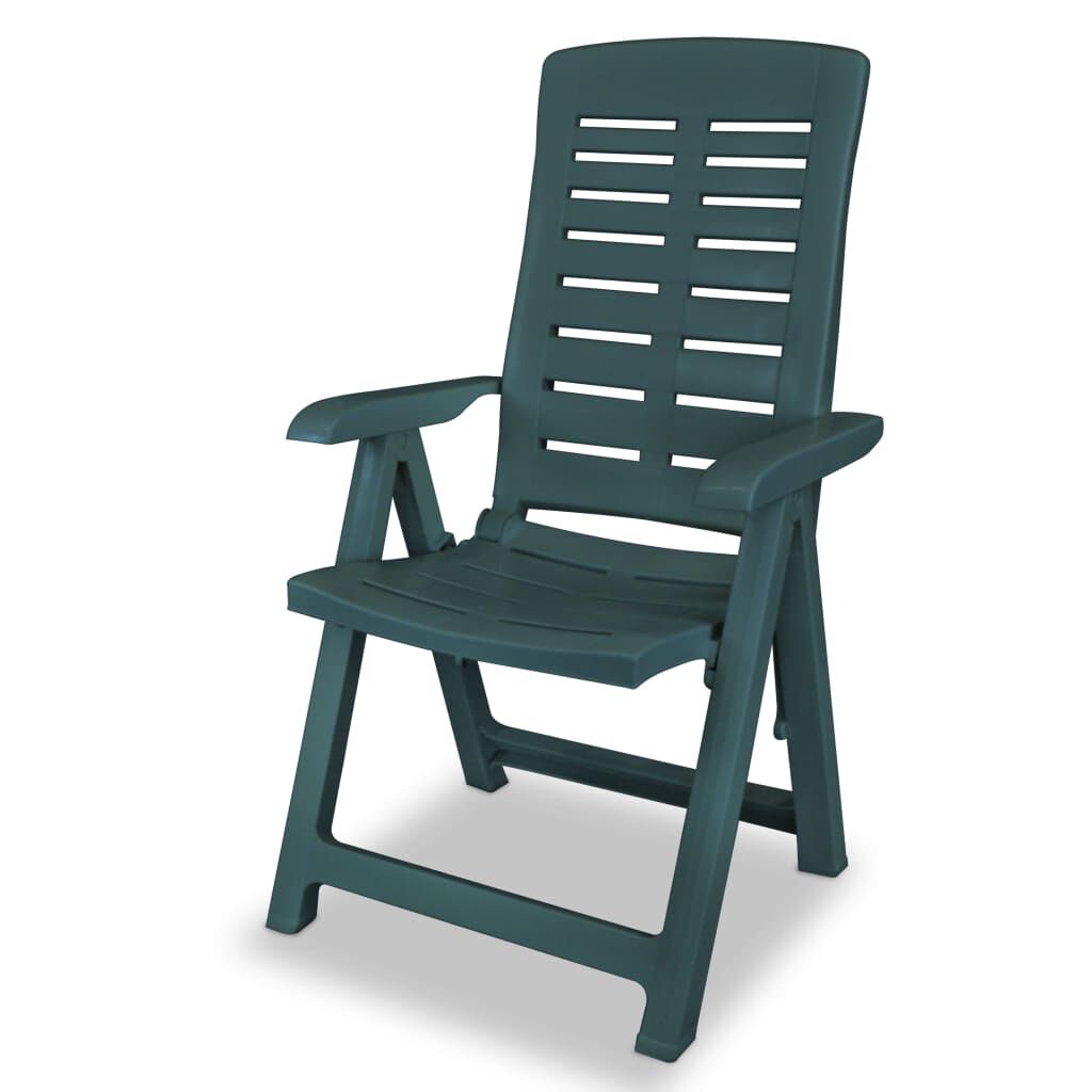 vidaXL Reclining Garden Chairs 2 pcs Plastic Green