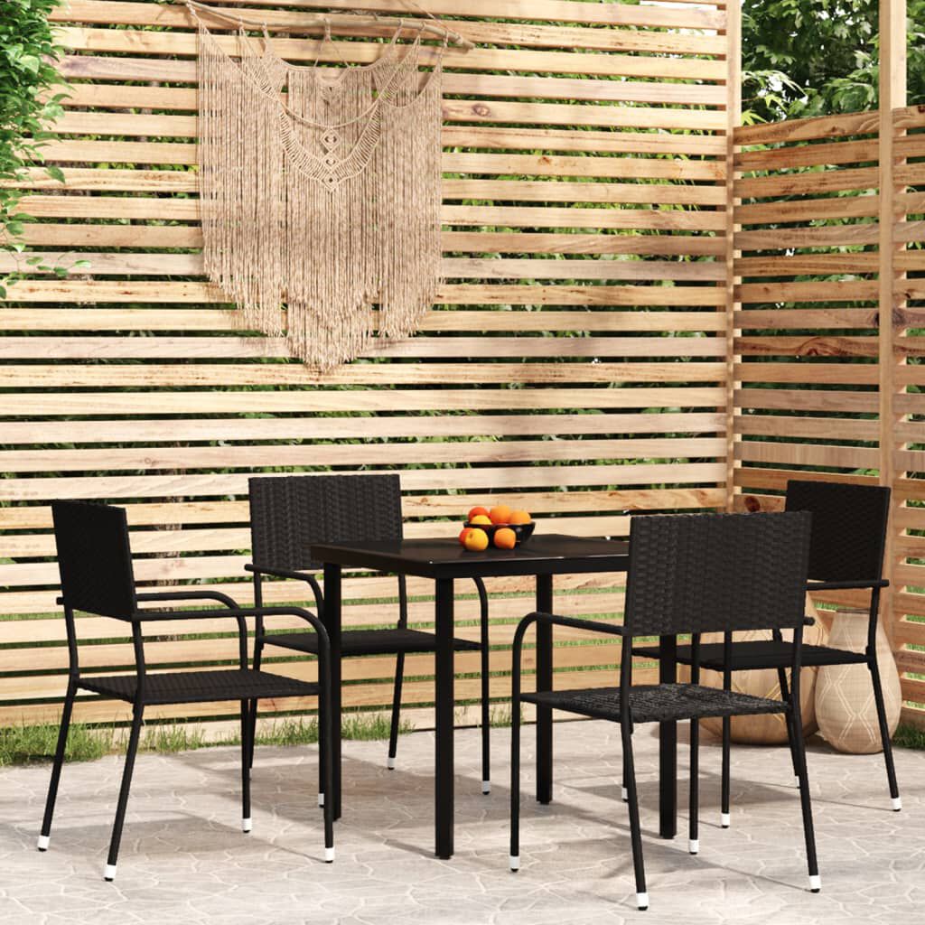 vidaXL 5 Piece Garden Dining Set Black