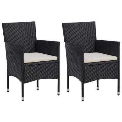 vidaXL 3 Piece Garden Dining Set Black Poly Rattan and Glass