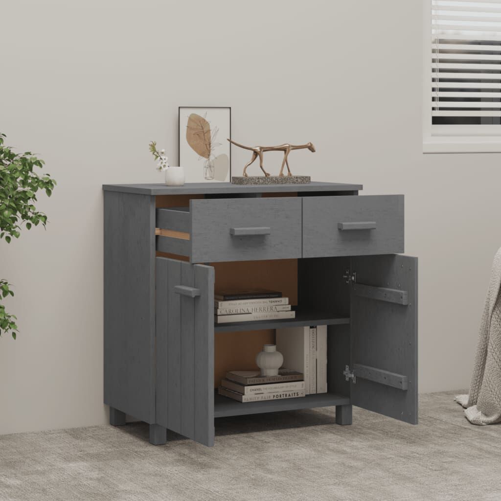 vidaXL Sideboard HAMAR Dark Grey 79x40x80 cm Solid Wood Pine