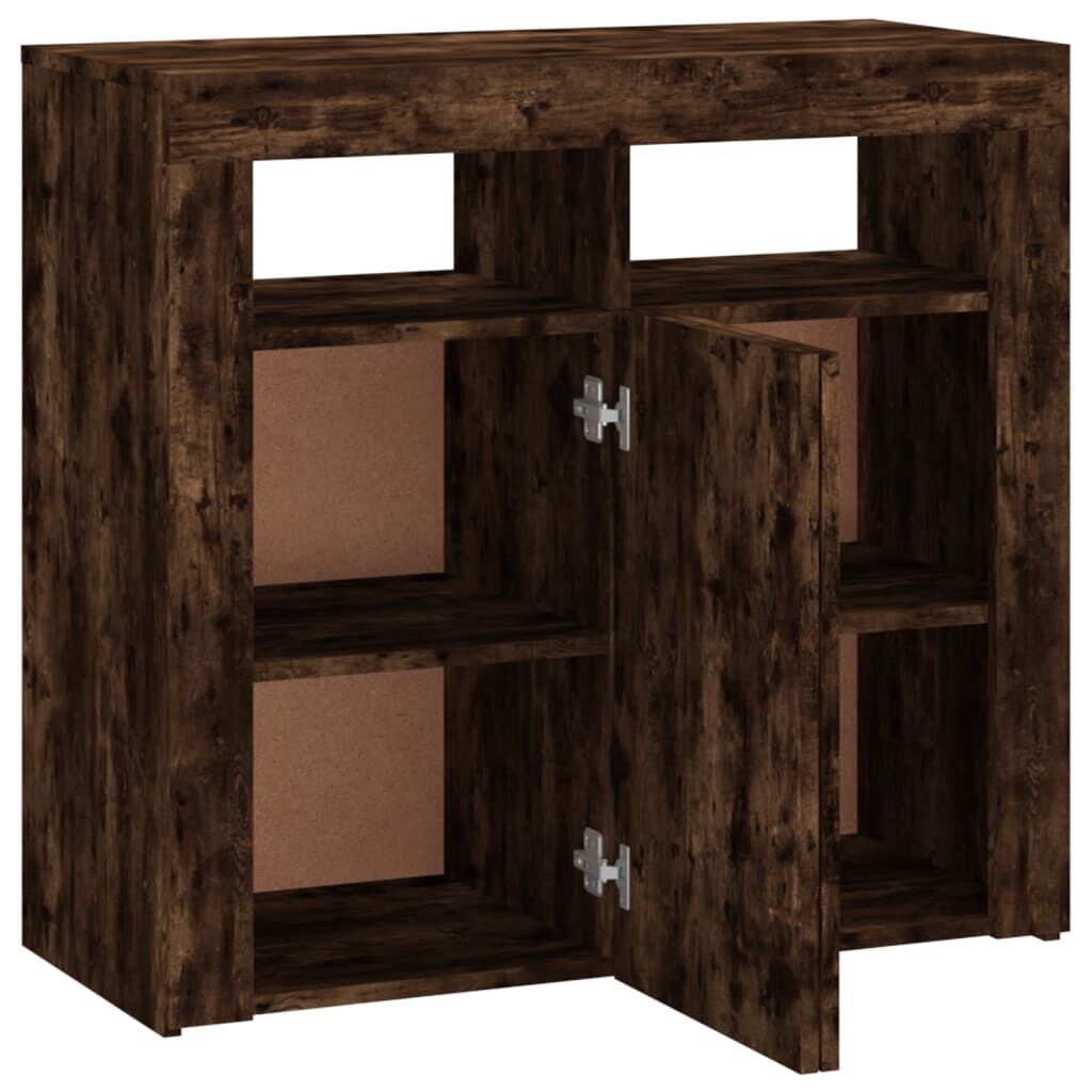 vidaXL Sideboard with LED Lights Smoked Oak 80x35x75 cm