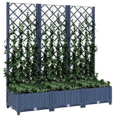 vidaXL Garden Planter with Trellis Blue Grey 120x40x121.5 cm PP, blue grey vidaXL Garden Planter with Trellis Blue Grey 120x40x121.5 cm PP
