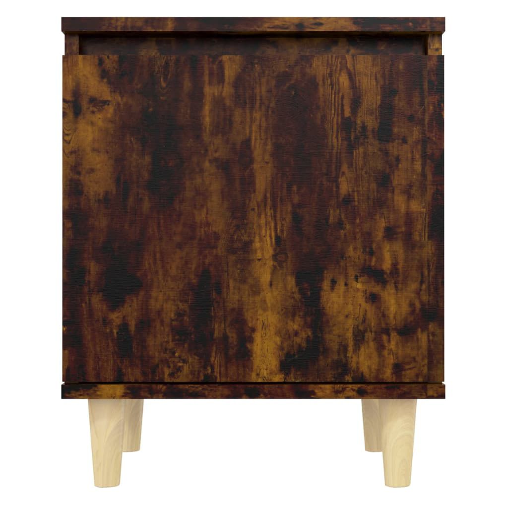 vidaXL Bed Cabinet with Solid Wood Legs Smoked Oak 40x30x50 cm