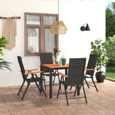 vidaXL 5 Piece Garden Dining Set Black and Brown,  vidaXL 5 Piece Garden Dining Set Black and Brown