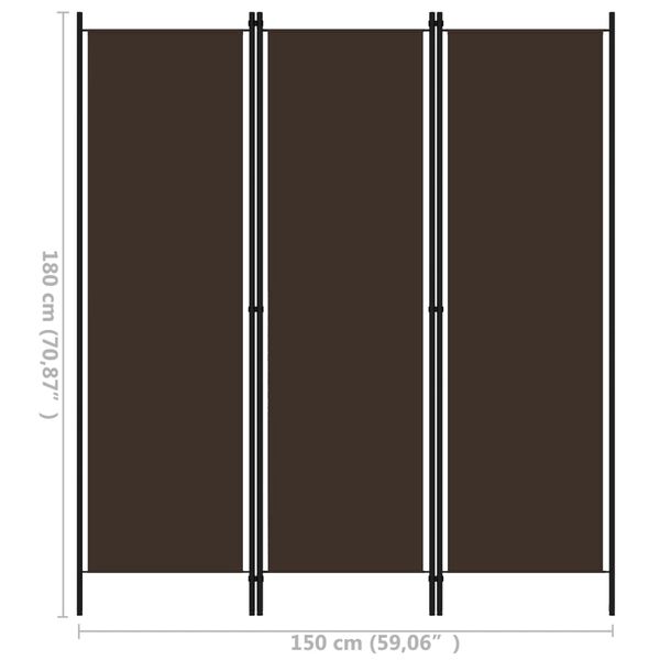 vidaXL 3-Panel Room Divider Brown 150x180 cm