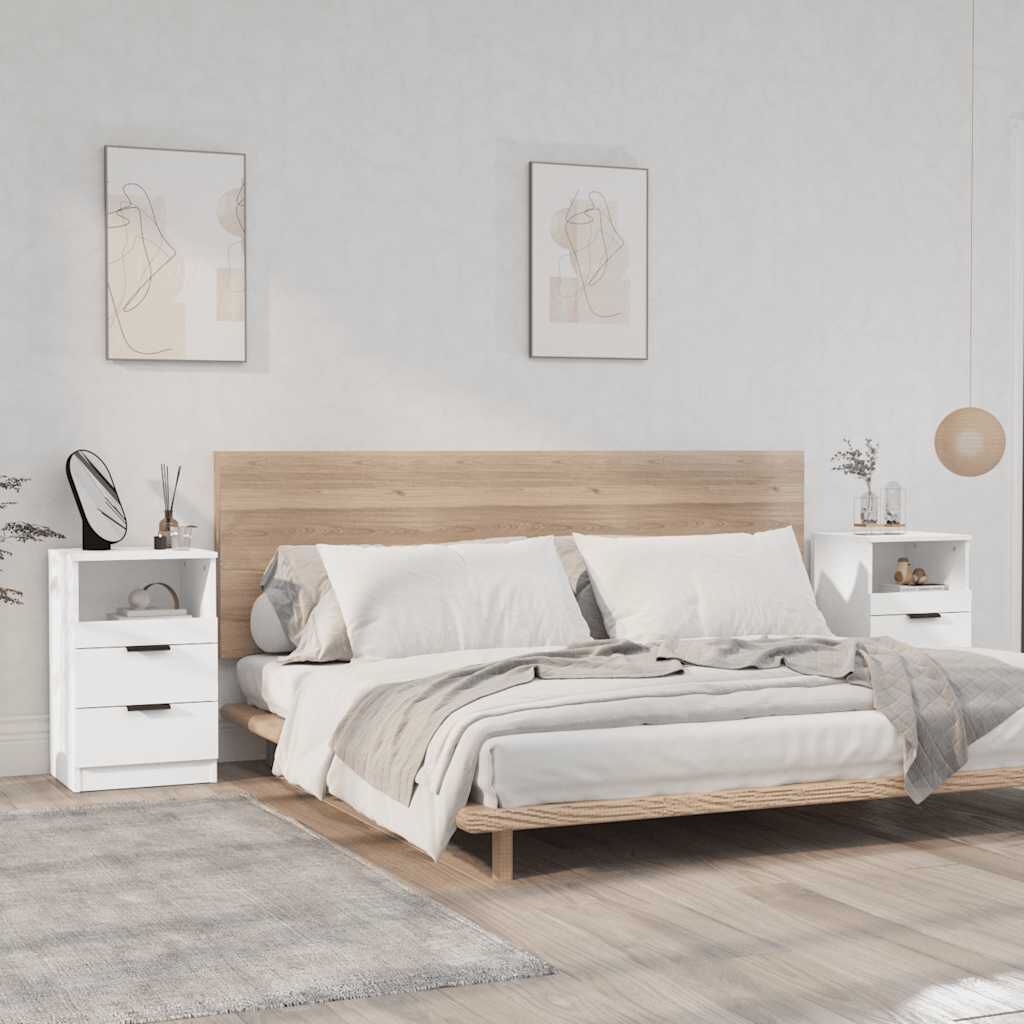 vidaXL Bedside Cabinets 2 pcs White Engineered Wood