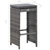 vidaXL 7 Piece Garden Bar Set with Cushions Poly Rattan Grey