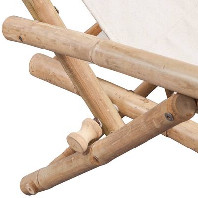 vidaXL Outdoor Deck Chair Bamboo, white vidaXL Outdoor Deck Chair Bamboo