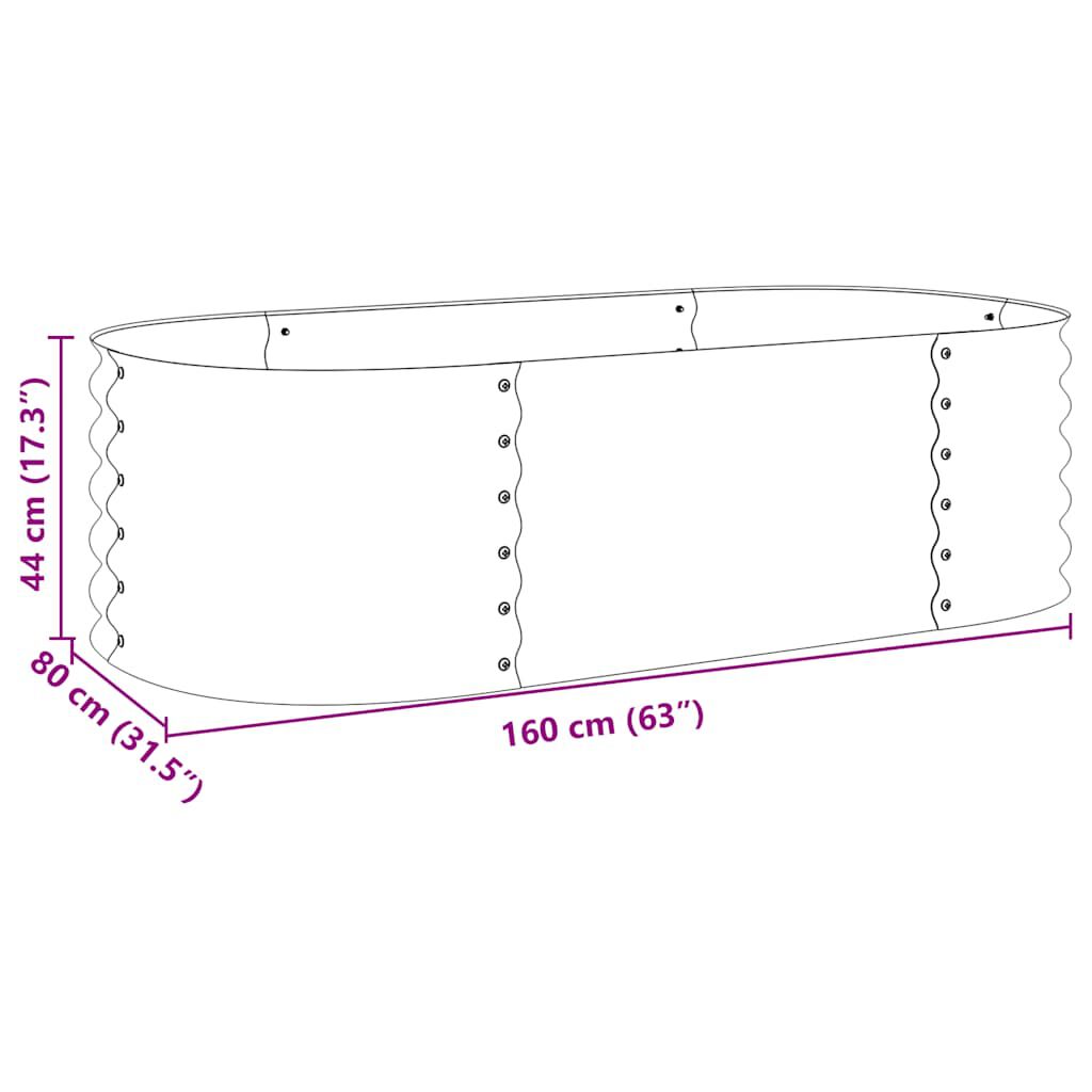 vidaXL Garden Raised Bed 160x80x44 cm Galvanised Steel Grey