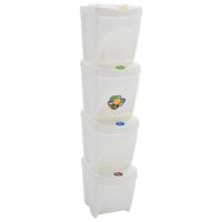 vidaXL Stackable Garbage Bin Boxes 4 pcs White 100 L Polypropylene, white vidaXL Stackable Garbage Bin Boxes 4 pcs White 100 L Polypropylene