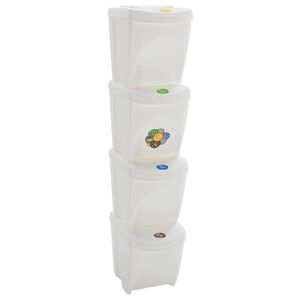 vidaXL Stackable Garbage Bin Boxes 4 pcs White 100 L Polypropylene