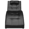 vidaXL Chaise Longue with Pillow Black Faux Leather