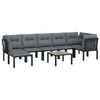 vidaXL 8 Piece Garden Lounge Set Black and Grey Poly Rattan