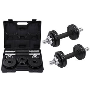vidaXL 19 Piece Dumbbell Set 15 kg Cast Iron