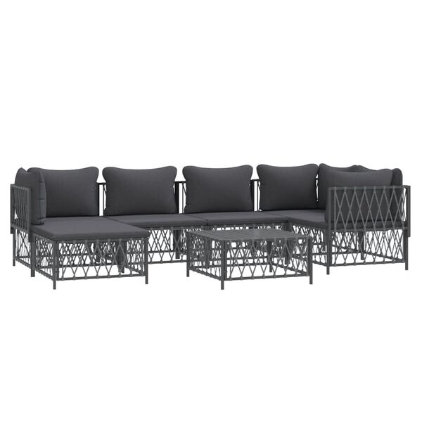 vidaXL 7 Piece Garden Lounge Set with Cushions Anthracite Steel