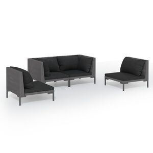 vidaXL 4 Piece Garden Lounge Set with Cushions Poly Rattan Dark Grey