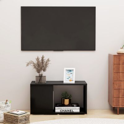 vidaXL TV Cabinet Black 60x24x32cm Engineered Wood, black vidaXL TV Cabinet Black 60x24x32cm Engineered Wood