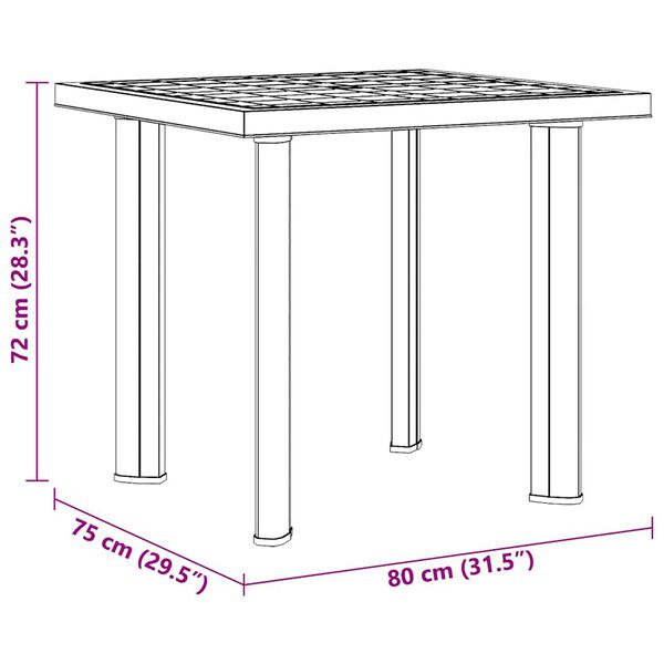 vidaXL Garden Table Green 80x75x72 cm Plastic