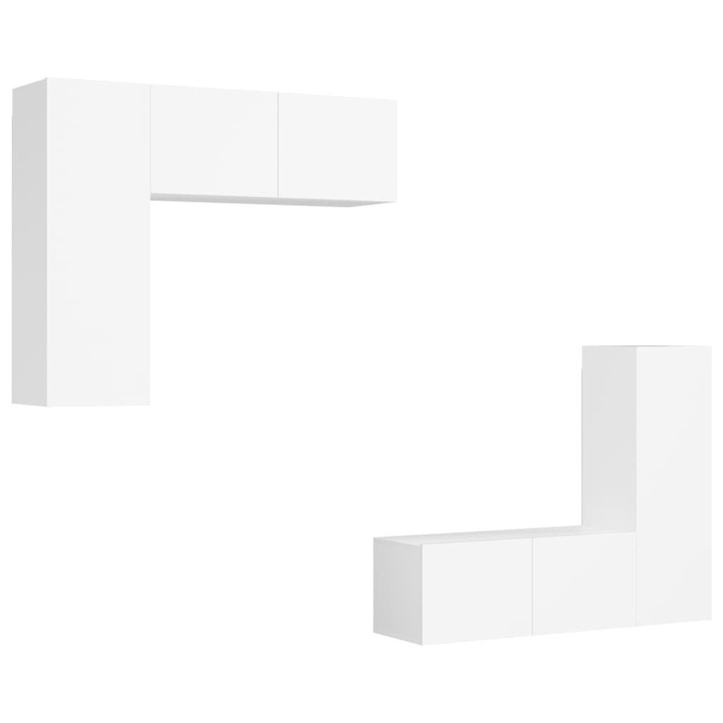 vidaXL 4 Piece TV Cabinet Set White Engineered Wood