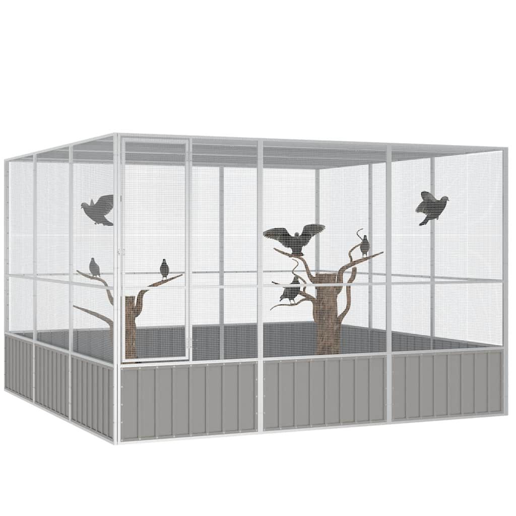 vidaXL Bird Cage Grey 302.5x324.5x211.5 cm Galvanised Steel, grey vidaXL Bird Cage Grey 302.5x324.5x211.5 cm Galvanised Steel