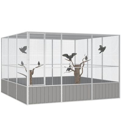 vidaXL Bird Cage Grey 302.5x324.5x211.5 cm Galvanised Steel, grey vidaXL Bird Cage Grey 302.5x324.5x211.5 cm Galvanised Steel