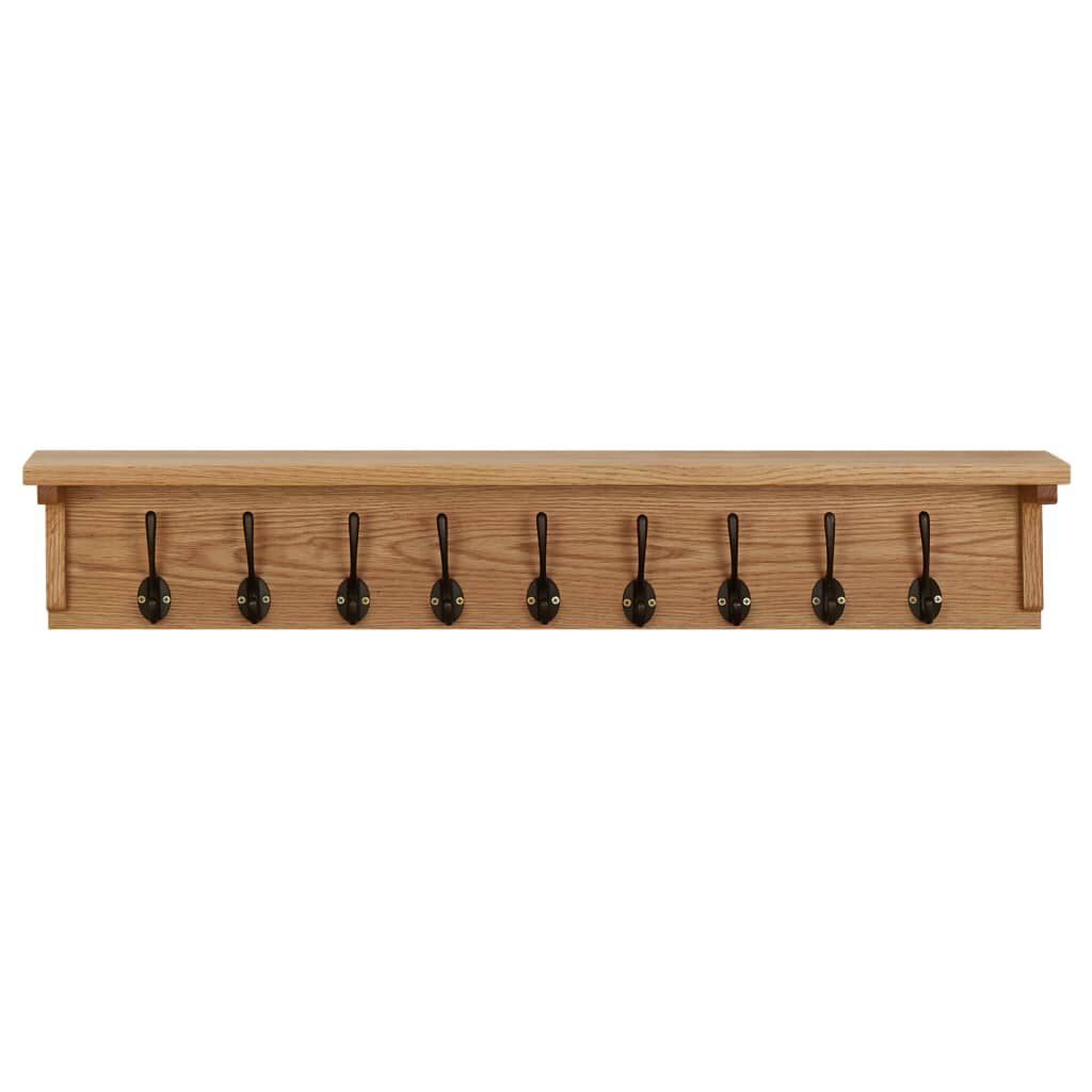 vidaXL Coat Rack 90x16x16 cm Solid Oak Wood